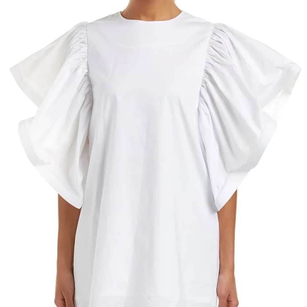 White Dramatic Flutter Sleeve Mini Dress- Has Poc… - image 1